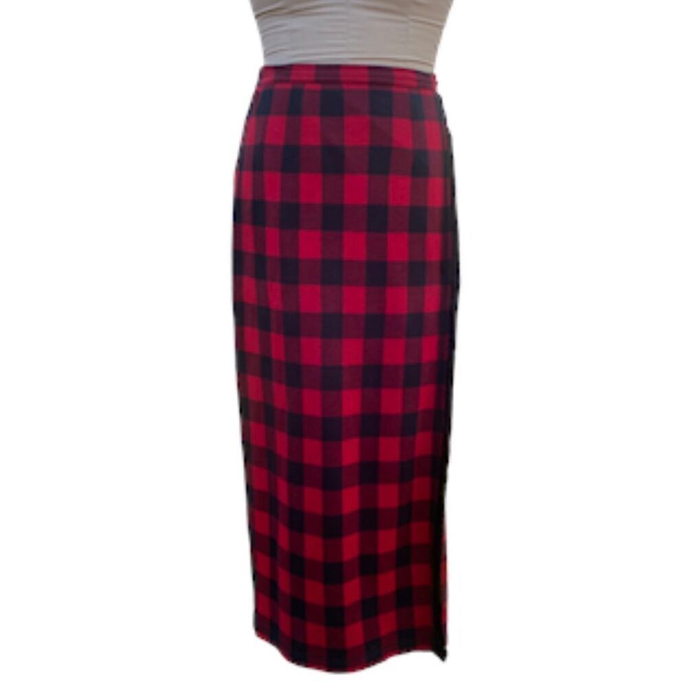 Bechamel Buffalo Plaid Skirt Pull-On Fringe Detail Sz S Vintage